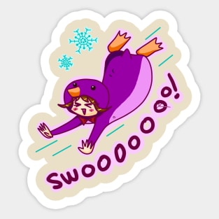 Purple Penguin - Kigurumi Slacker Girl Sticker